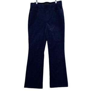 Denim & Company Corduroy Pull On Pants Size M Blue Boot Cut High Rise Stretch